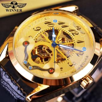 Mens Watches Fashion Casual Designer Full Golden Case Skeleton Mens Watches Top Brand Luxury Automatic Watch Wrist Watch Clock Men - intl  