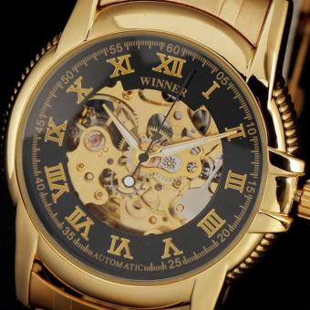 Mens Watches Luxury Watch Royal Carving Black Gold Skeleton Case Orologi Uomo Uhren Automatic Mechanical Watch Relojes Para Hombre - intl  