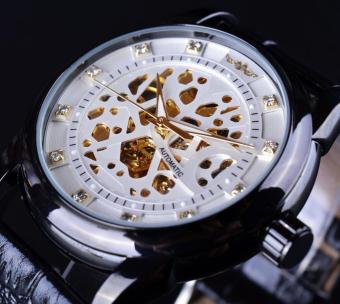 Mens Watches Skeleton Diamond Design Men Automatic Watch Erkek Saat Relogio Male Clock Reloj Hombre Montre Luxury White Gold Men Watch - intl  