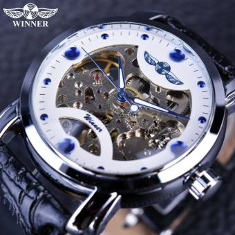 Mens Watches White Blue Dial Watch Men Luxury Brand Automatic Mechanical Skeleton Watch Designer Watches Men Wristwatch Clock Men - intl  