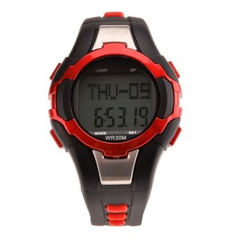 Mens Waterproof Sports Fitness Round Digital Wristwatch Watch(Red) - Intl(Not Specified)(OVERSEAS) - intl  