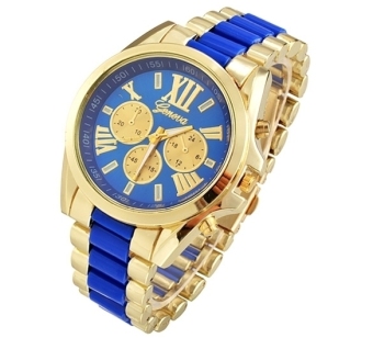 Menswear Quartz Full Steel Watch Women Watches Casual Dress Ladies Wrist Watch Gold Dial Alloy Watch (Blue) - intl  