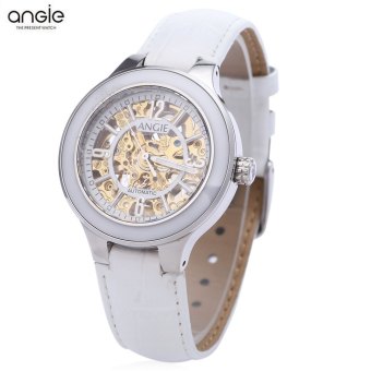 MiniCar Angie ST7182 Lachadefonds Series Women Auto Mechanical Watch 5ATM Luminous Hollow Dial Wristwatch White(Color:White) - intl  
