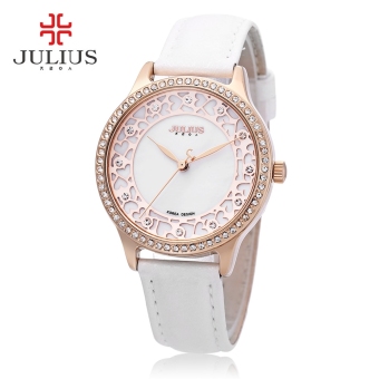 MiniCar Julius JA - 852 Women Quartz Watch Artificial Diamond Bezel Hollow Heart Pattern Dial 3ATM Wristwatch White(Color:White) - intl  