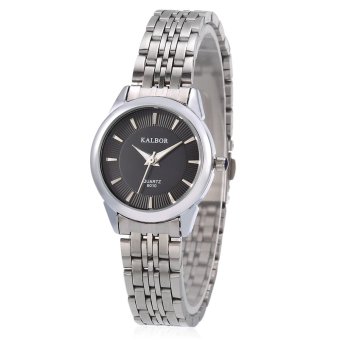 MiniCar KALBOR 6010 Business Women Quartz Watch Nailed Scale Wristband Black & silver(Color:Black & silver) - intl  