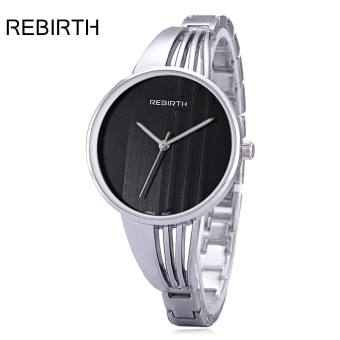 MiniCar REBIRTH RE027 Female Quartz Watch Slender Alloy Band Daily Water Resistance Wristwatch Silver and black(Color:Silver and black) - intl  