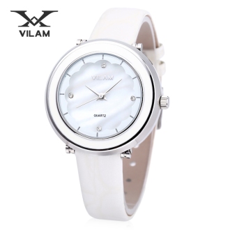 MiniCar VILAM V1010L - 01C Women Quartz Watch 3ATM Artificial Diamond Petal Pattern Mirror Wristwatch White(Color:White) - intl  