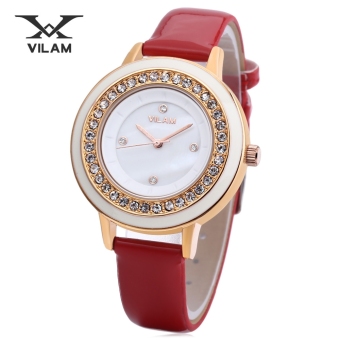 MiniCar VILAM V1025L - 01D Female Quartz Watch Artificial Diamond Dial 3ATM Imported Movt Wristwatch Red(Color:Red) - intl  