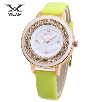 MiniCar VILAM V1025L - 01E Female Quartz Watch Artificial Diamond Dial 3ATM Imported Movt Wristwatch Neon green(Color:Neon green) - intl  