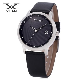 MiniCar VILAM V1036L - 01A Female Quartz Watch Artificial Diamond Dial Date Display Imported Movt Wristwatch Black(Color:Black) - intl  