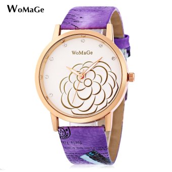 MiniCar WOMAGE 1128 Female Quartz Watch Flower Pattern Artificial Diamond Luminous Dial Wristwatch Purple(Color:Purple) - intl  