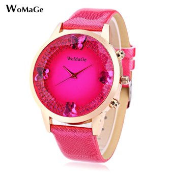 MiniCar WOMAGE Female Quartz Watch Stereo Mirror Crystal Butterfly Decoration Water Resistance Wristwatch Rose red(Color:Rose red) - intl  