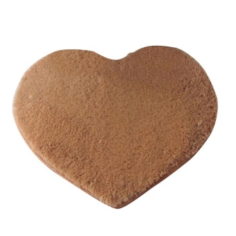 Gambar Moonar 40x30cm Lovely Heart Shape Absorbent Carpet Anti Slip Bath Mat Floor Rug (Khaki)   intl
