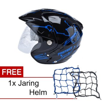 Gambar MSR Helmet Impressive   Protect   Hitam Biru + Promo Gratis JaringHelm