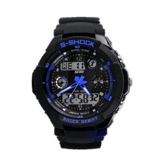 Multi Function Military S-Shock Sports Watch LED Analog Digital Waterproof Alarm Blue - intl  