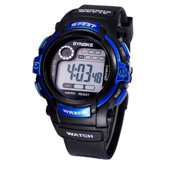 Multifunction Boy Digital LEDAlarm Date Sports Waterproof Wrist Watch Blue - intl  