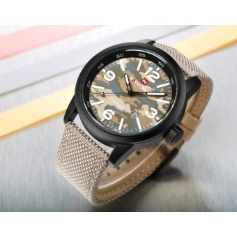 NAVIFORCE Watch Men Luxury Sport Brand Waterproof Watches 2016Quartz Analog Clock Fabric Strap Army Military WristwatchesLX57(Yellow) - intl  