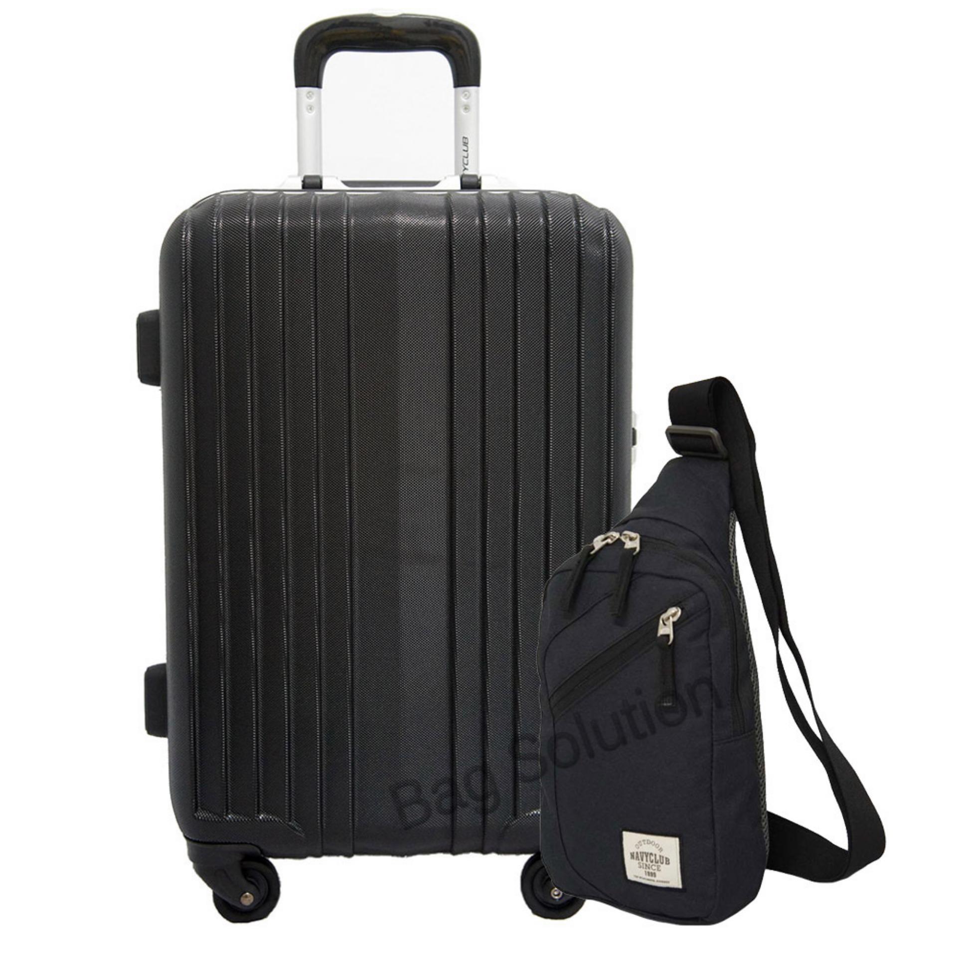 Navy Club Koper Kabin - Koper Hard Case Fiber ABS Kuci TSA 3182-20 inch + Navy Club Tas Selempang Travel 5032 - Hitam