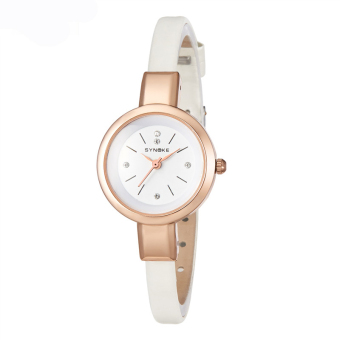 New Design Casual Fashion PU Leather Strip Women's Quartz Wrist Watches-White(3612)  