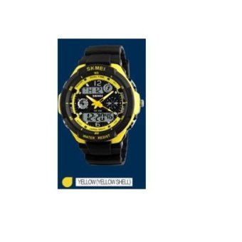 New S-Shock Brand Mens Sports Watches Fashion Casual Watch QuartzWristwatch Analog Military LEDYellow(Yellow Ring) - intl  