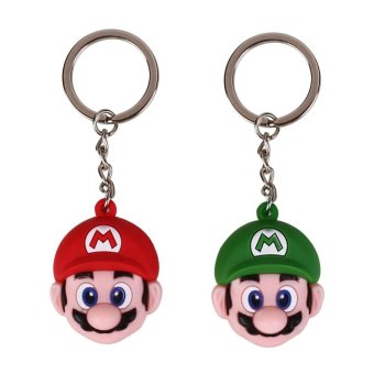 New Solid Mario Face Head Rubber Red/Green Random Color Keyring Keychain Gifts - intl  