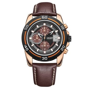 Niudun MEGIR male watch mens watches luminous watches waterproofmulti-functional sports watch 2023G (brown) - intl  