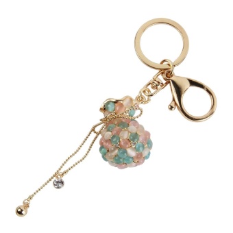 Gambar nonvoful Cute Opal Lucky Bag Shape Alloy Keychain Key Ring(Blue Pink)   intl