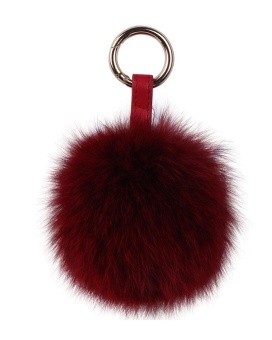 Gambar noonbof Artificial Fox Fur Ball Key Chain for Car Key Ring or Bagswith a Gift Box (Wine Red)   intl