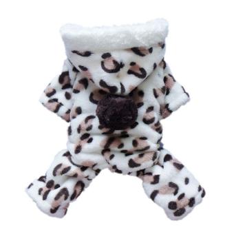 Gambar oanda Puppy Pet Dog Autumn Winter Warm Cloth Leopard Print HoodieCoat(M)