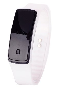 Ormano - Jam Tangan Unisex - Putih - Strap Karet - LED Gelang Black Frame Watch  