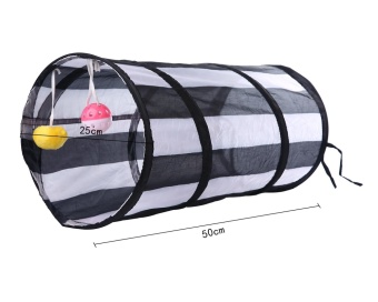 Gambar ouhofus Collapsible Cat Tunnel Toy With Balls For Pet Play 19.7x9.8Inch, Black And White   intl