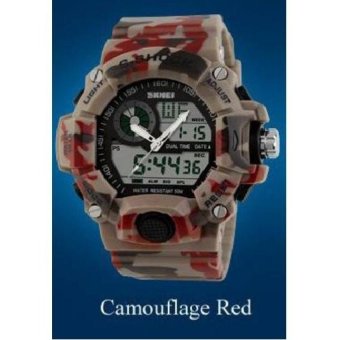 Outdoor Sports Watch Waterproof Shockproof Men MountaineeringElectronic Watches Watch Jam Tangan1029/Camo Red - intl  