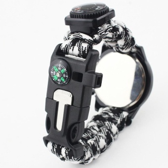 Outdoor Survival Watch Bracelet Paracord Compass Flint Fire Starter Whistle New - intl  