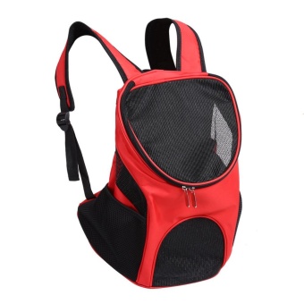 Outdoor Travel Cat Dog Pet Backpack CarrierVentilated Mesh DoubleShoulder BagRed - intl
