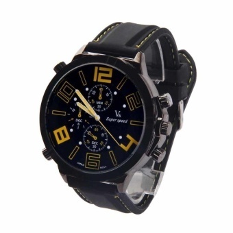 Oversize MenSilicone Cool Watch Racing Sport Army Watch Yellow Mark - intl  