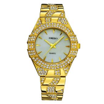 oxoqo Kingsky lady all-match diamond watch brand female table quartz watch manufacturers more drilling pop group (Gold)  