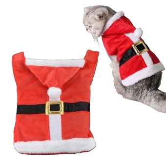 Gambar Pet Supplies Soft Red Santa Claus Dog Cat Pet Coat with Hoodie  intl