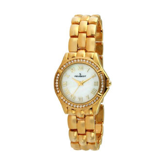 Peugeot Women's 7037G Swarovski Crystal Bezel Gold-Tone Bracelet Watch (Intl)  