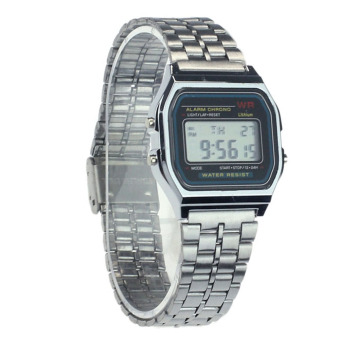 Pria Antik Wanita Stainless Steel Alarm Stopwatch Digital Perhiasan (Perak)  