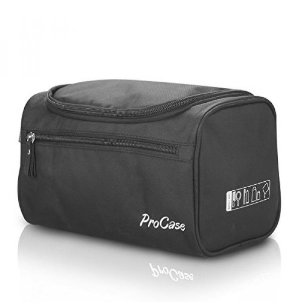 ProCase Toiletry Bag Travel Case dengan Hanging Hook, Organizer untuk Aksesoris, Shampoo, Kosmetik, Produk Pribadi, Tas Kesehatan dengan Handle, Hitam-Intl