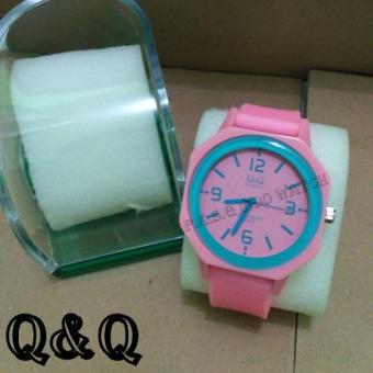 Q&Q Watch - Jam Tangan Wanita dan Pria - Rubber Strap - QQP.K.S.G 874601 Pink Muda  
