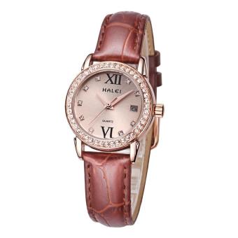 quzhuo Genuine Leather Strap Watch Brand lovers watch wholesale calendar one generation waterproof (1 X women Watch) (Rose Gold)  