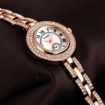 quzhuo YAQIN New Fashion Luxury Women Watch Rhinestone Bracelet Shell Dial Dress Brand Quartz Wristwatches Ladies Casual Watches (rose gold)  