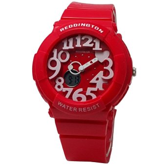 Reddington RD09901 Dual Time Jam Tangan Wanita - Strap Rubber - Merah  