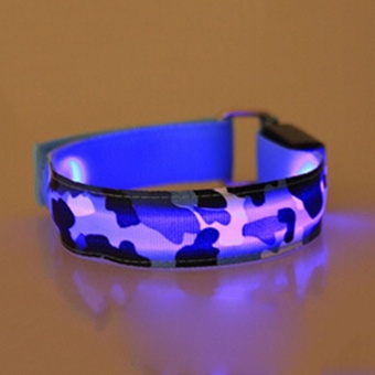 Reflective Safety Arm Strap Camouflage Cycling Running LED Armband Light Blue - intl  