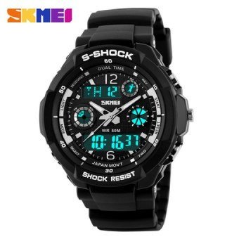 S-Shock Mens Military Watch For Men Sport Watch Luxury Brand AnalogQuartz And LED Digital Outdoor Waterproof Watches - intl  