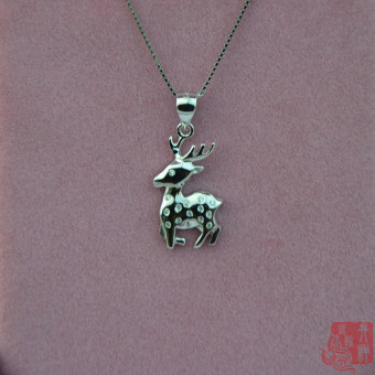 Gambar S925 lucu perempuan hewan kalung sterling silver liontin