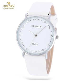 S&L KINGSKY 8062 Female Quartz Watch Leather Band Daily Water Resistance Concise Style Wristwatch (White) - intl  