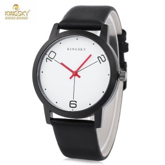 S&L KINGSKY 8209M Female Quartz Watch Leather Band Daily Water Resistance Concise Style Wristwatch (Black) - intl  