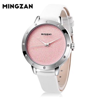 S&L MINGZAN 6118 Women Quartz Watch Simple Shiny Dial Leather Strap Female Wristwatch (Pink) - intl  